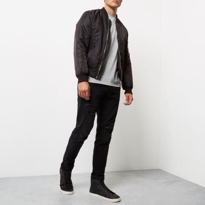 Black ripped Jimmy slim tapered jeans